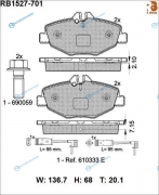 RB1527-701 Дисковые тормозные колодки R BRAKE