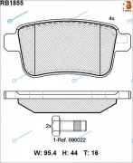 RB1855 Дисковые тормозные колодки R BRAKE (противоскрипная пластина в компл.)
