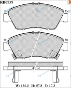 RB0959 Дисковые тормозные колодки R BRAKE