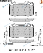 RB1389-203 Дисковые тормозные колодки R BRAKE