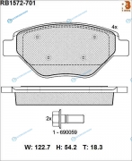 RB1572-701 Дисковые тормозные колодки R BRAKE