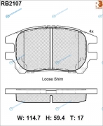 RB2107 Дисковые тормозные колодки R BRAKE (противоскрипная пластина в компл.)