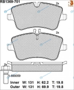 RB1369-701 Дисковые тормозные колодки R BRAKE
