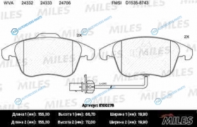 E100276 Колодки тормозные (смесь Semi-Metallic) AUDI A4A4 ALLROADA5 1.8-3.2 07- передние с датч.  (TRW GDB1814) E100276
