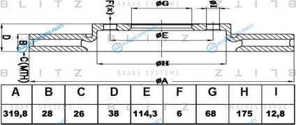 BS0250 Диск тормозной передний вентилируемый
